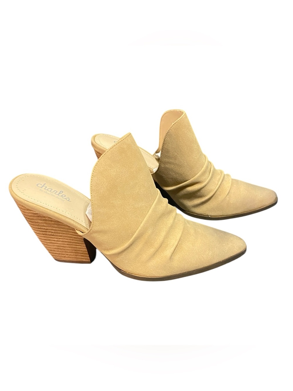 NWT Charles By Charles David Tan Suede Pointed-Toe Mule Heels